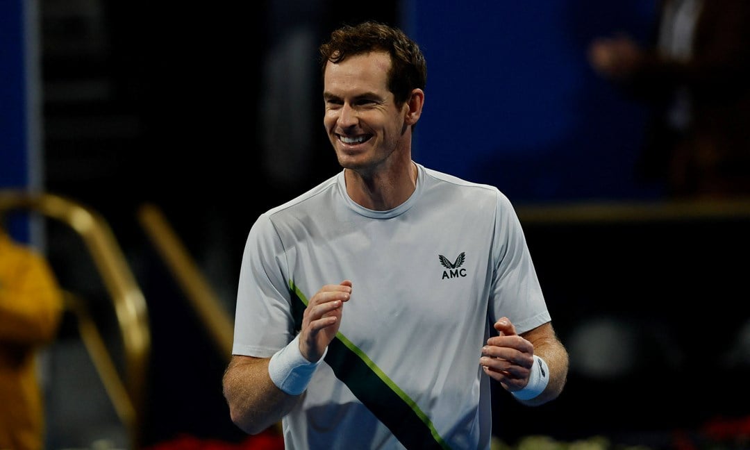 Andy Murray celebrates reaching the final at the 2023 Qatar Open