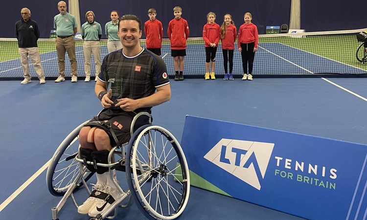 Gordon Reid holding the Bolton Indoor ITF2 singles title