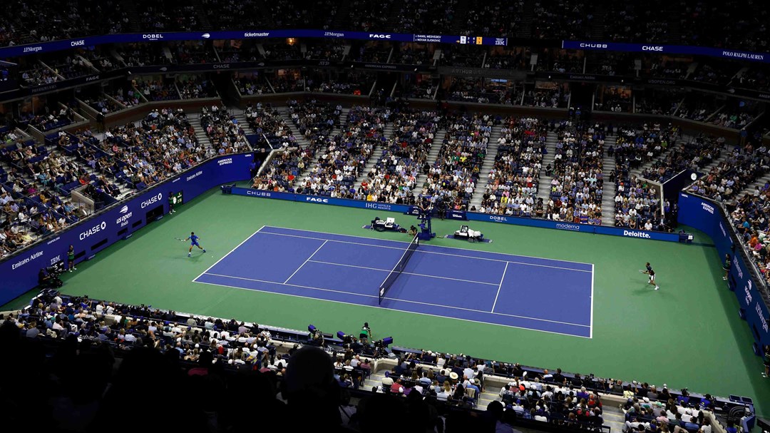 A general view of the court at Arthur Ashe stadium in New York