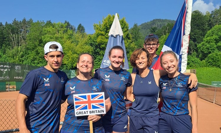 Team GB photographed at the 2024 European Deaf Tennis Championships at Sportpark Warmbad-Villach in Carinthia, Austria.