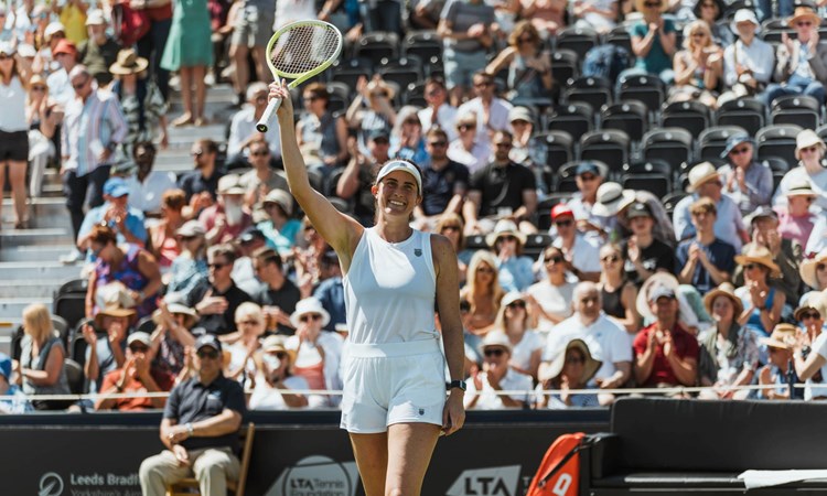 Rebecca Marino celebrates a win at the Lexus Ilkley Trophy