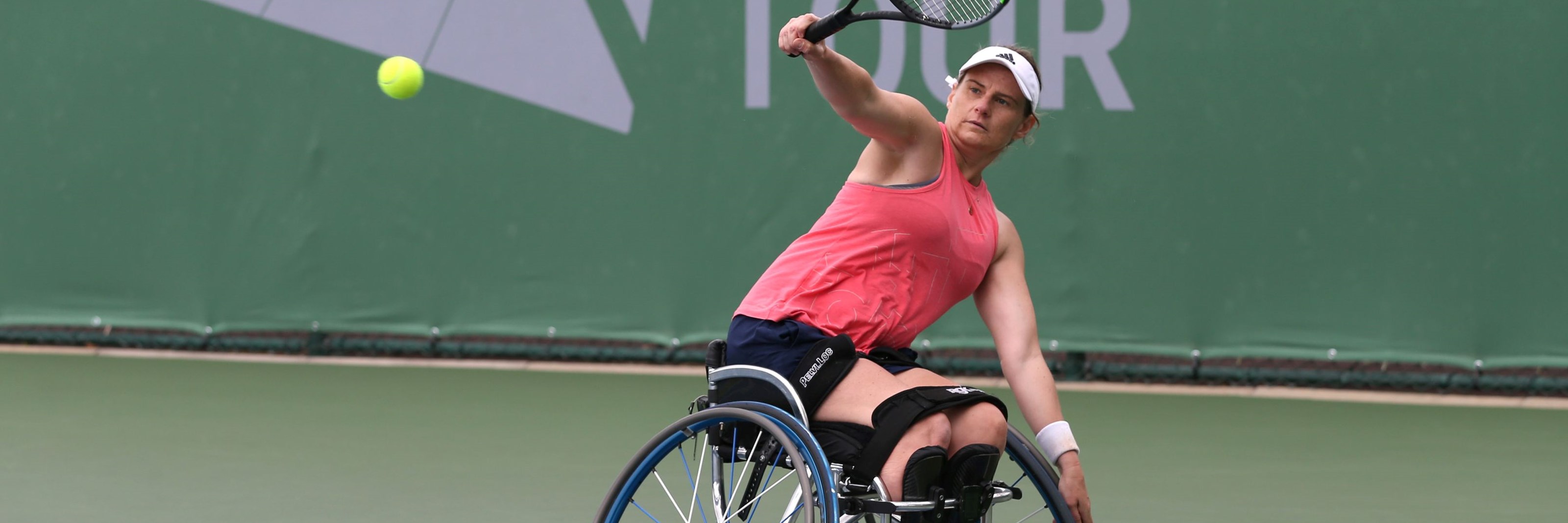 Cornelia Oosthuizen hitting a backhand at the National Tennis Centre