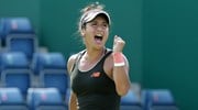 Heather Watson of Great Britain celebrates victory against Viktorija Golubic of Switzerland during the Viking Classic Birmingham at Edgbaston Priory Club on June 13, 2021